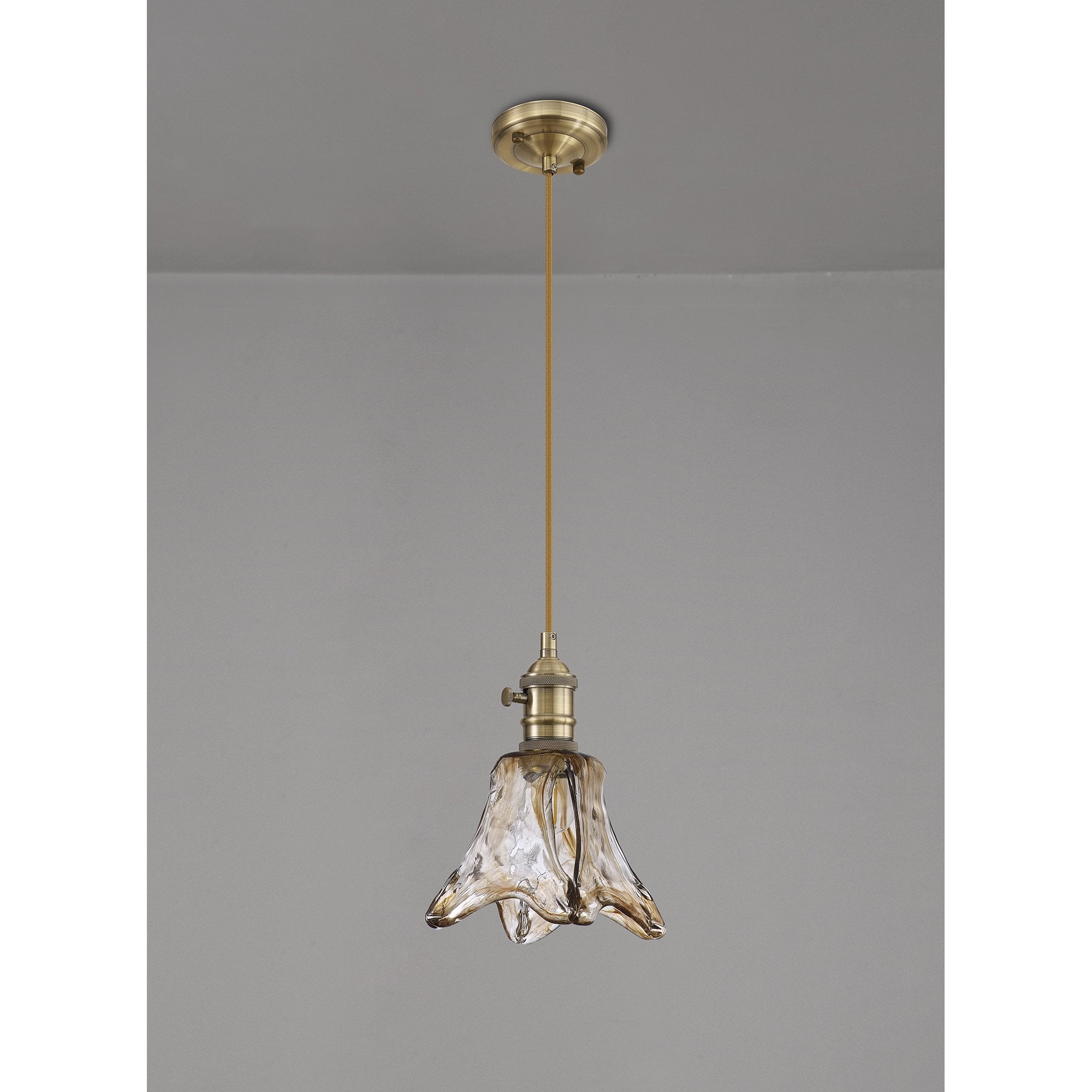 NL95229 Wady 1 Light Pendant Antique Brass Golden Brown