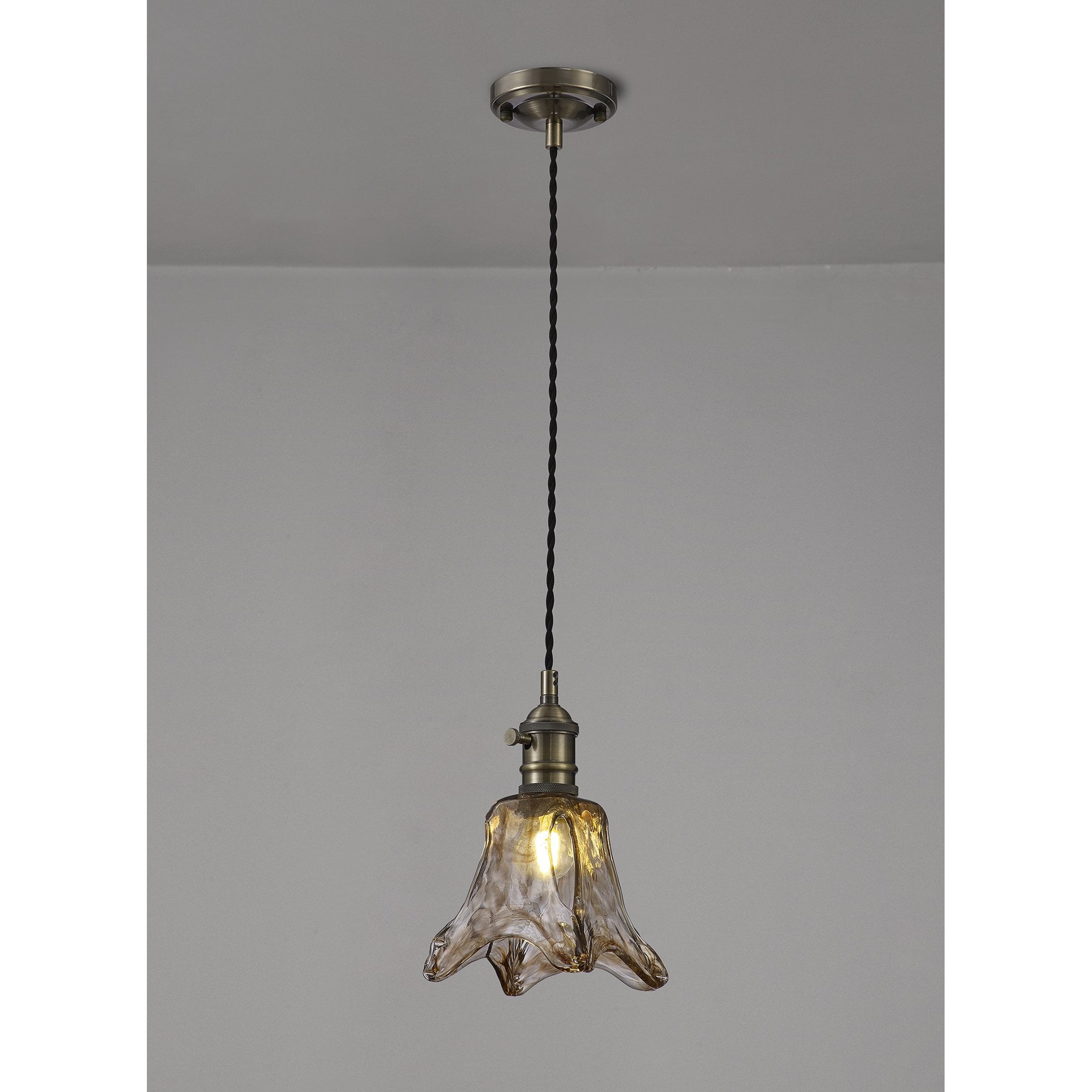 NL95239 Wady 1 Light Pendant Antique Brass Black
