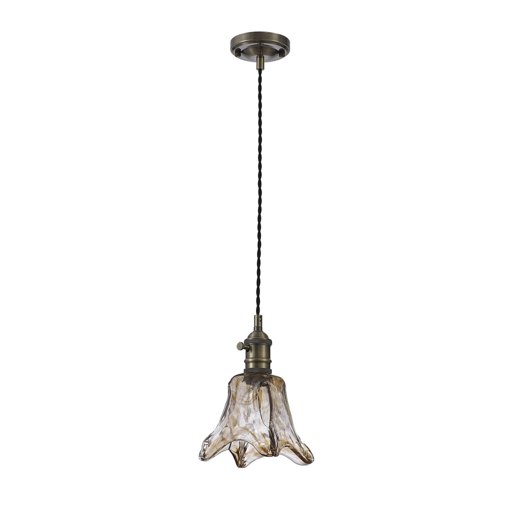 NL95239 Wady 1 Light Pendant Antique Brass Black