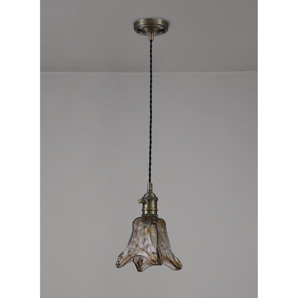NL95239 Wady 1 Light Pendant Antique Brass Black