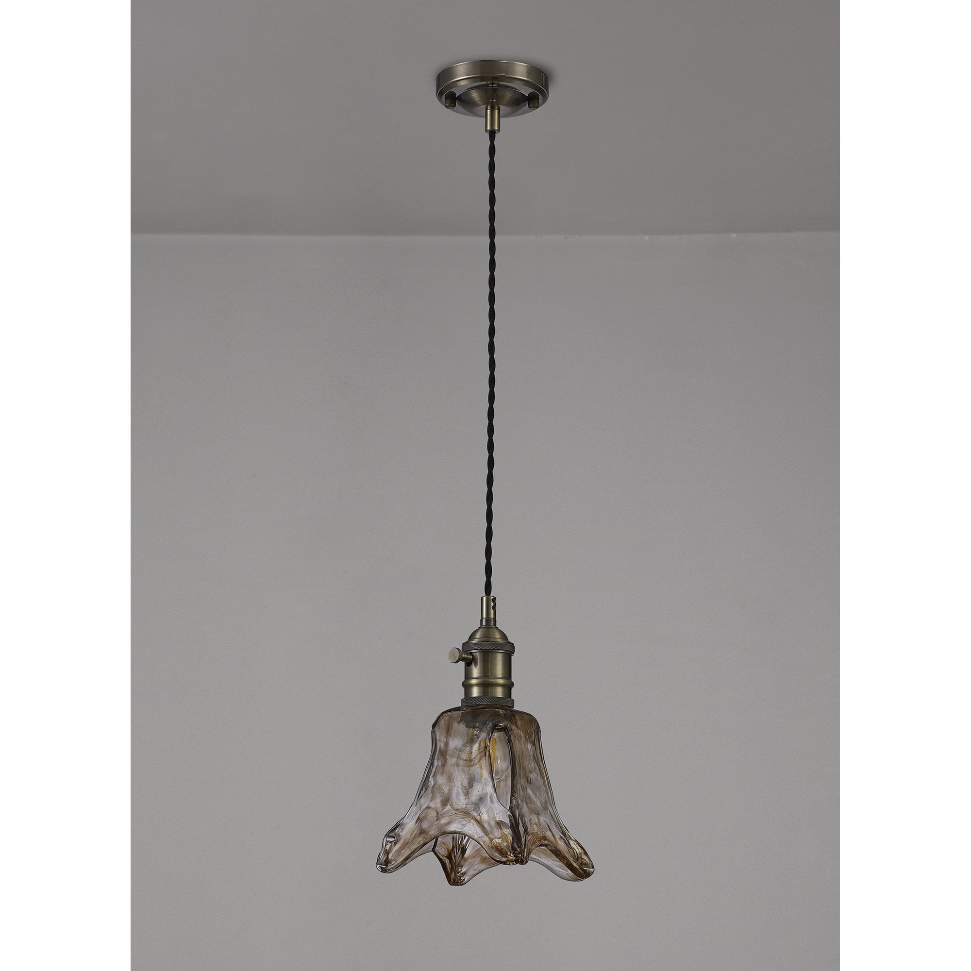 NL95239 Wady 1 Light Pendant Antique Brass Black
