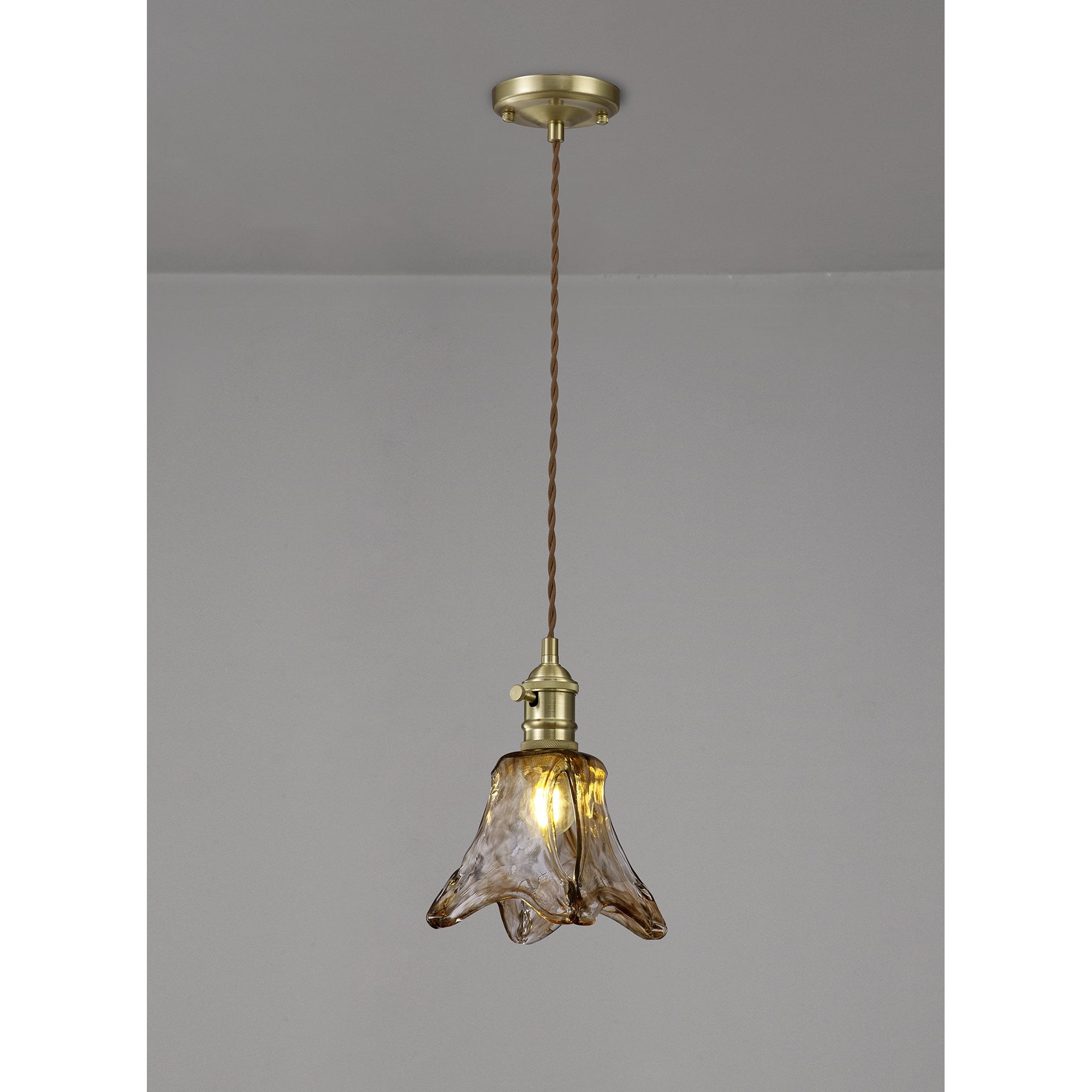 Wady 1 Light Pendant Brass Beige