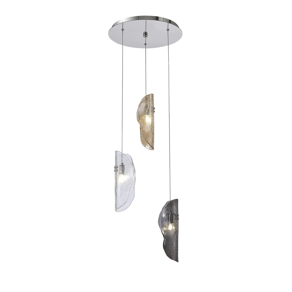 NL90549 Washington 3 Light Pendant Polished Chrome Amber/Clear/Smoked