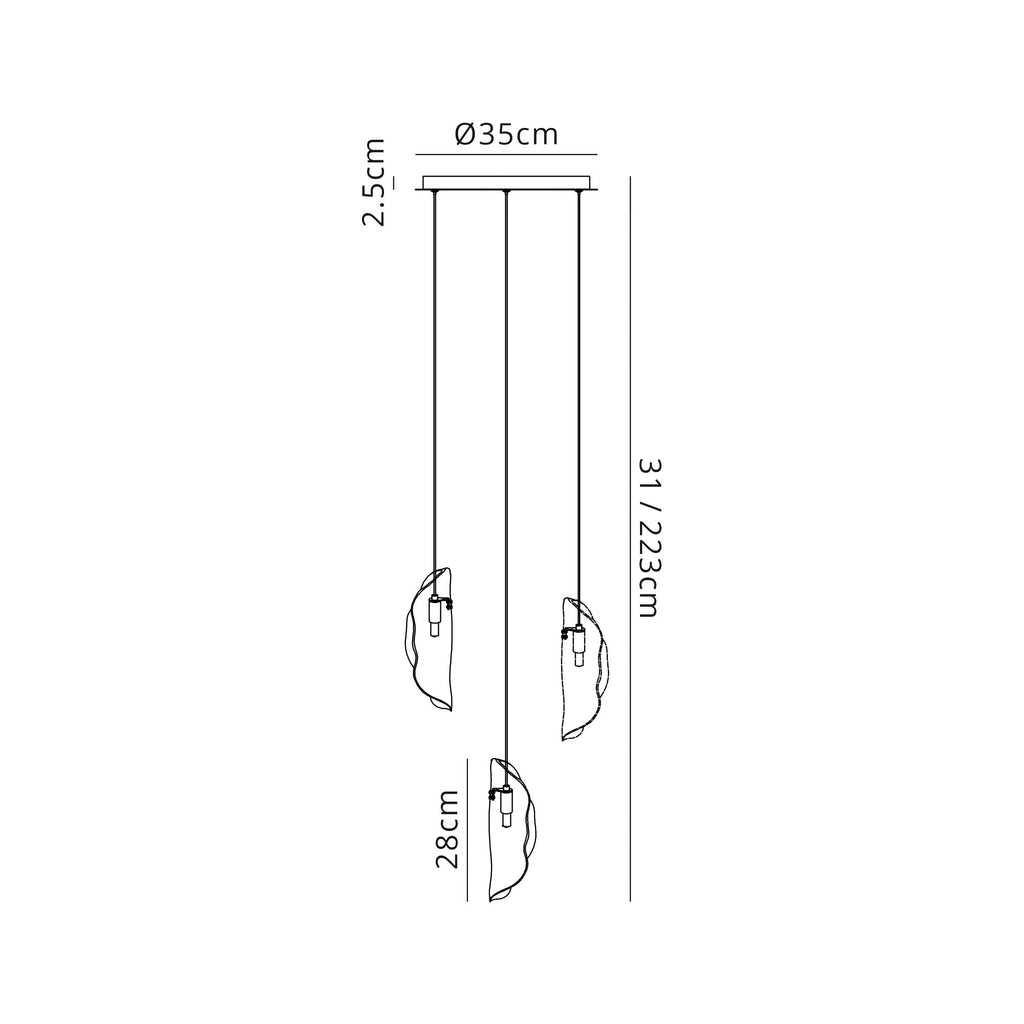 NL90549 Washington 3 Light Pendant Polished Chrome Amber/Clear/Smoked