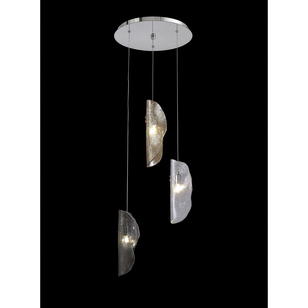 NL90549 Washington 3 Light Pendant Polished Chrome Amber/Clear/Smoked