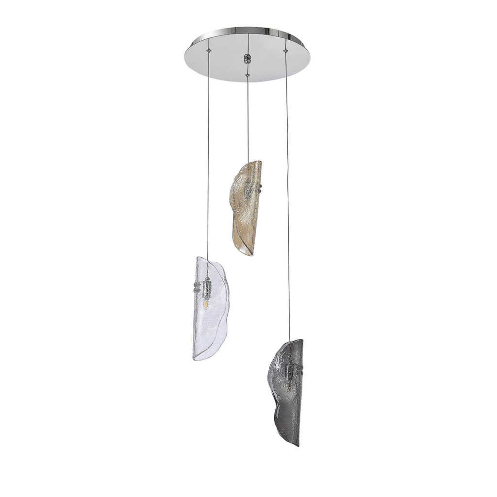 NL90549 Washington 3 Light Pendant Polished Chrome Amber/Clear/Smoked
