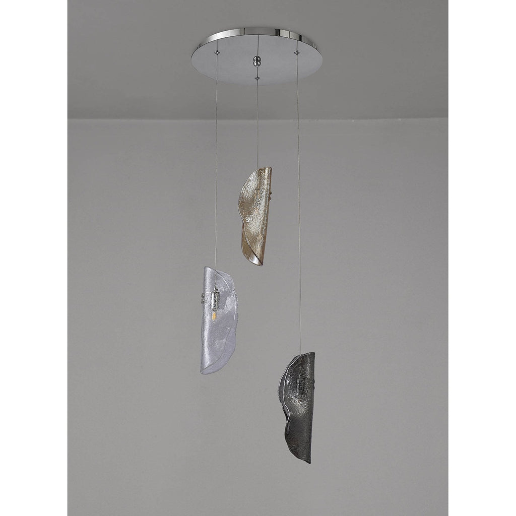 NL90549 Washington 3 Light Pendant Polished Chrome Amber/Clear/Smoked