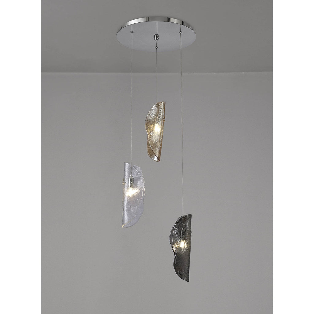 NL90549 Washington 3 Light Pendant Polished Chrome Amber/Clear/Smoked