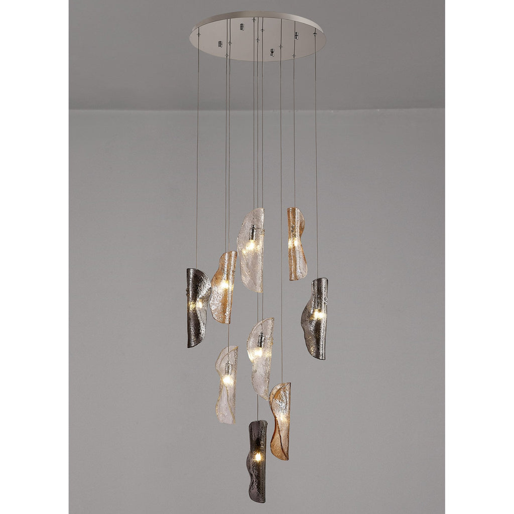 NL90679 Washington 9 Light Pendant Polished Chrome Amber/Clear/Smoked
