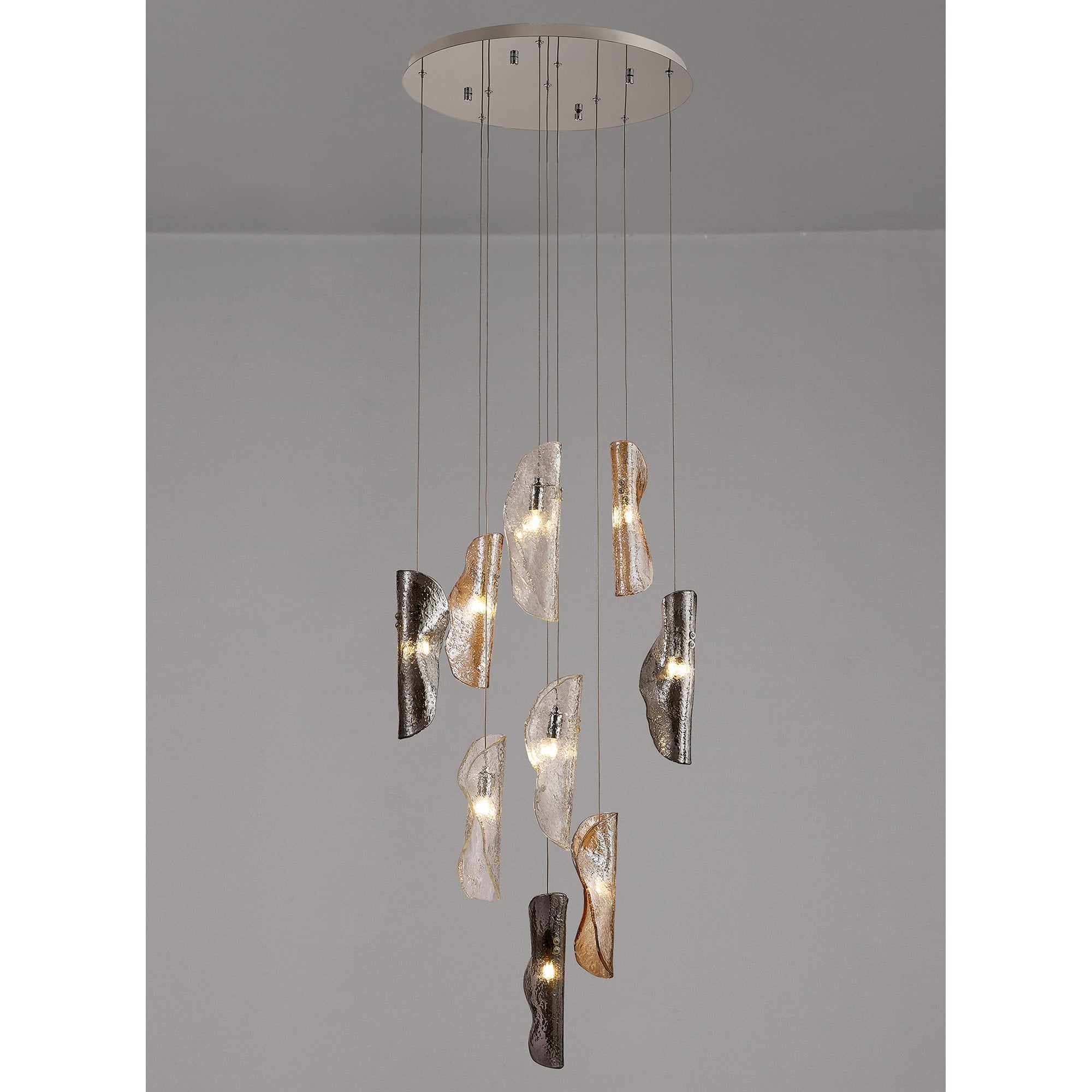 NL90679 Washington 9 Light Pendant Polished Chrome Amber/Clear/Smoked