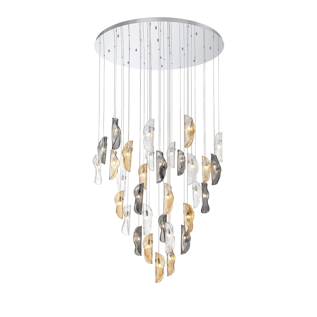 NL90689 Washington 32 Light Pendant Polished Chrome Amber/Clear/Smoked