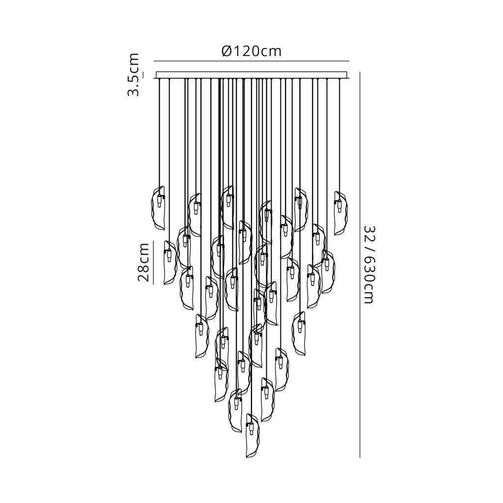 NL90689 Washington 32 Light Pendant Polished Chrome Amber/Clear/Smoked
