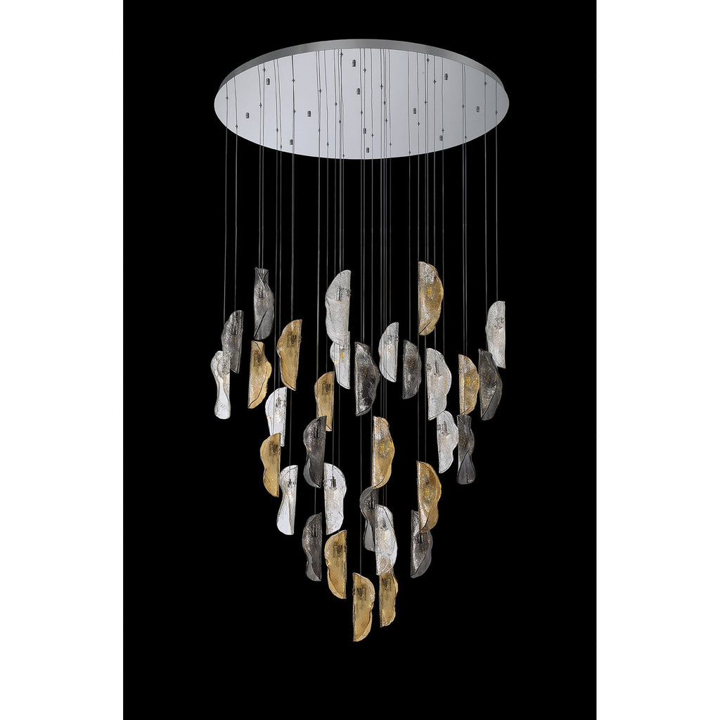 NL90689 Washington 32 Light Pendant Polished Chrome Amber/Clear/Smoked