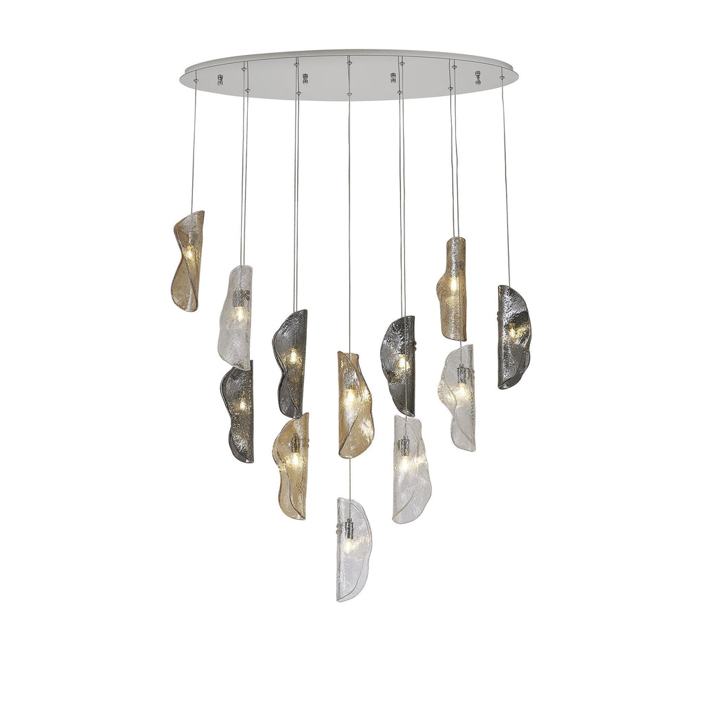 NL91409 Washington 12 Light Oval Pendant Polished Chrome Amber/Clear/Smoked