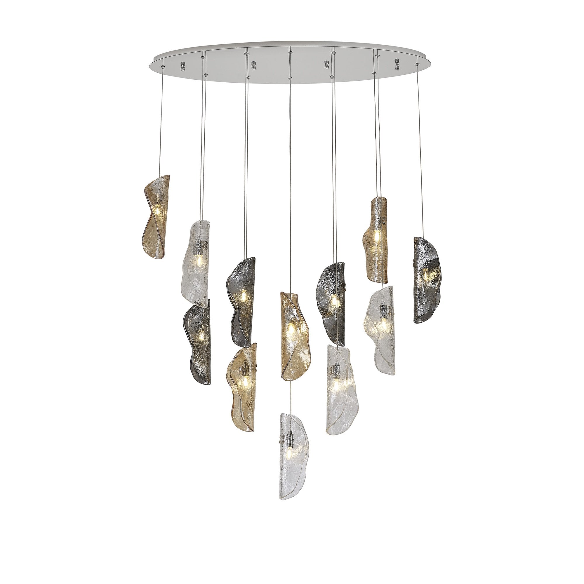 NL91409 Washington 12 Light Oval Pendant Polished Chrome Amber/Clear/Smoked
