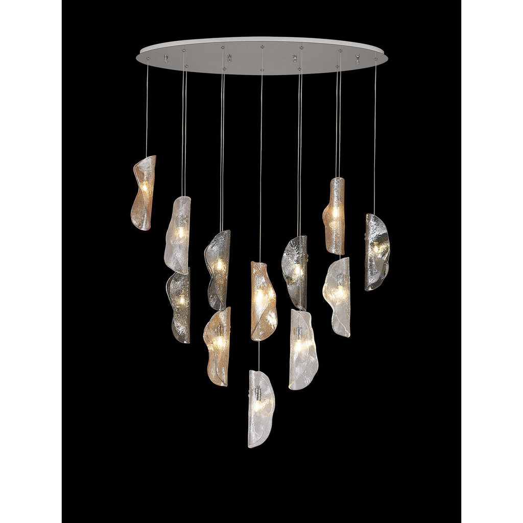 NL91409 Washington 12 Light Oval Pendant Polished Chrome Amber/Clear/Smoked