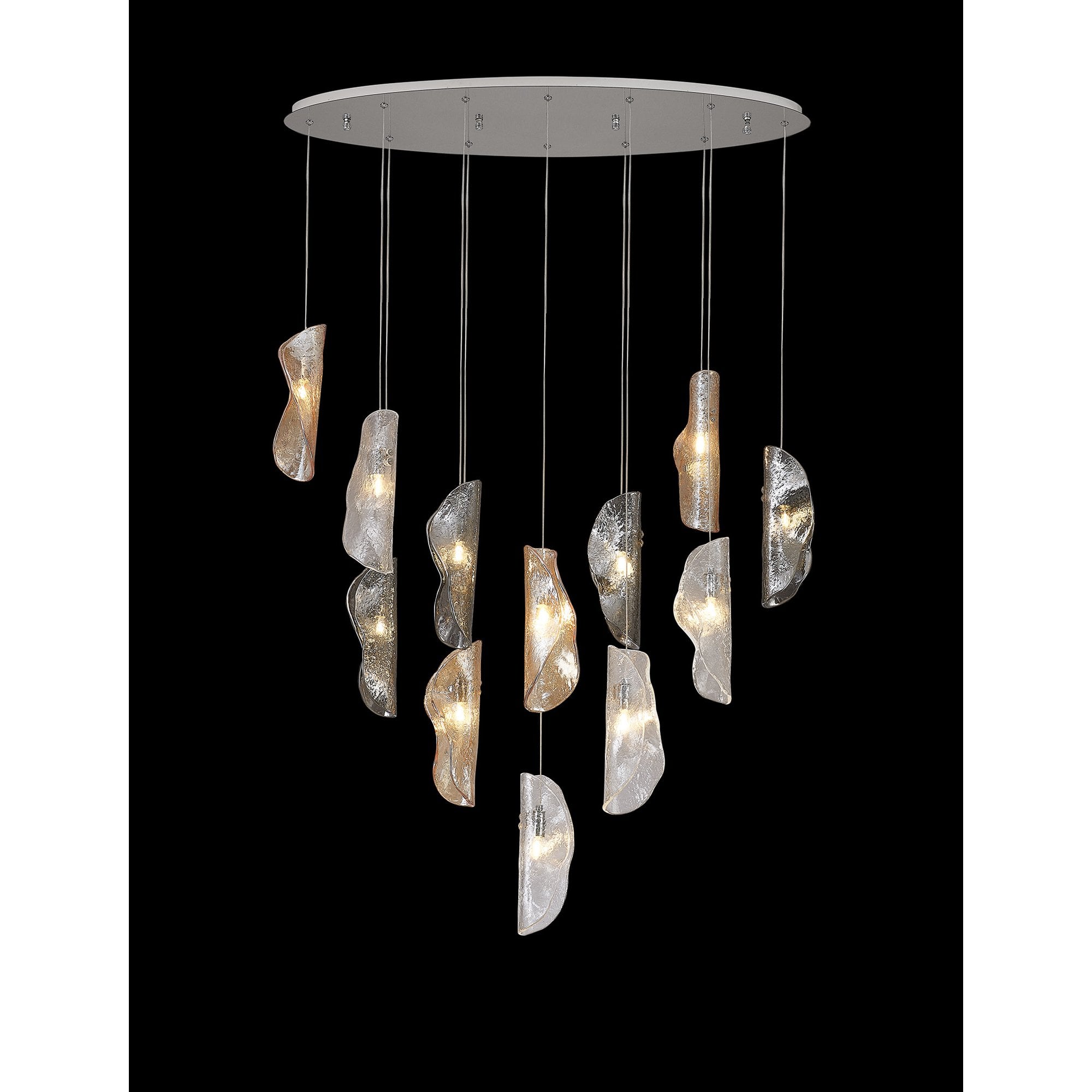 NL91409 Washington 12 Light Oval Pendant Polished Chrome Amber/Clear/Smoked