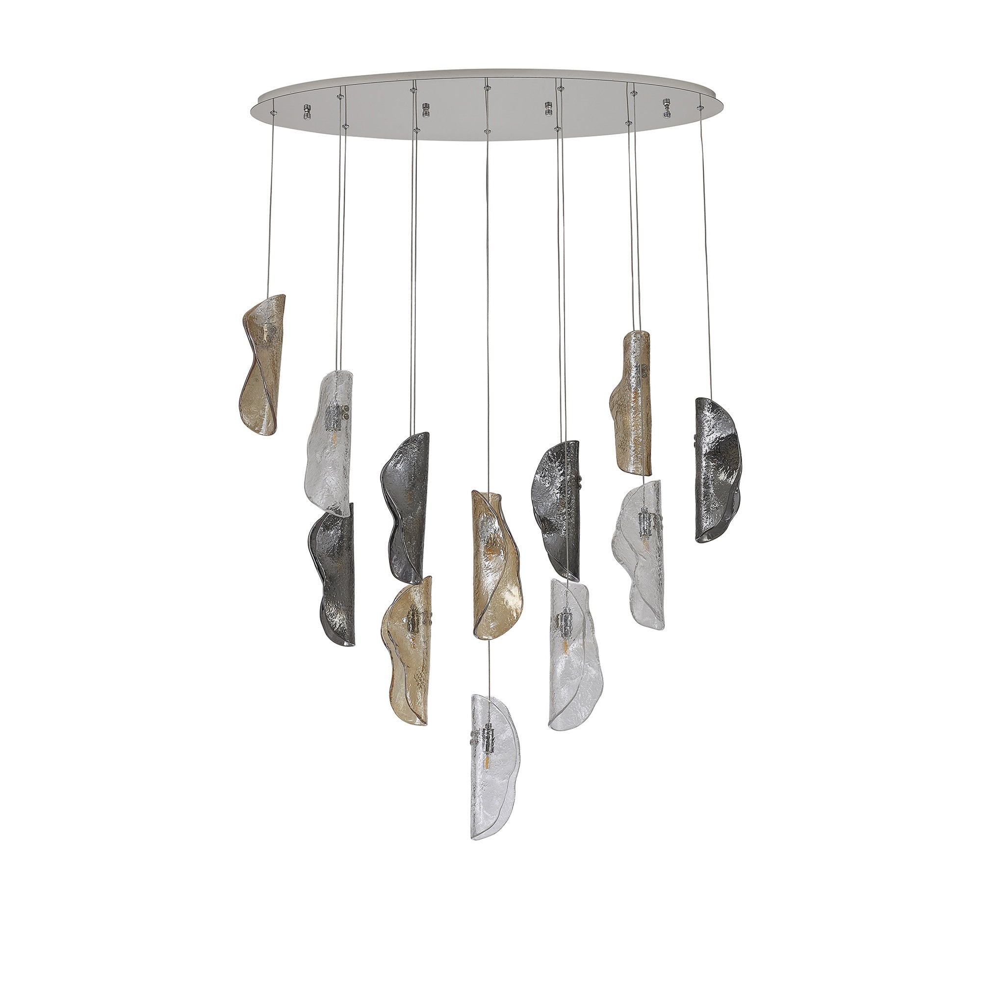 NL91409 Washington 12 Light Oval Pendant Polished Chrome Amber/Clear/Smoked