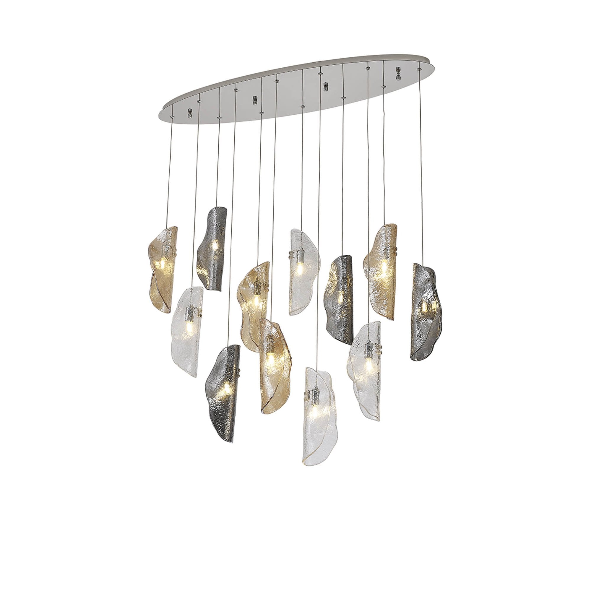 NL91409 Washington 12 Light Oval Pendant Polished Chrome Amber/Clear/Smoked