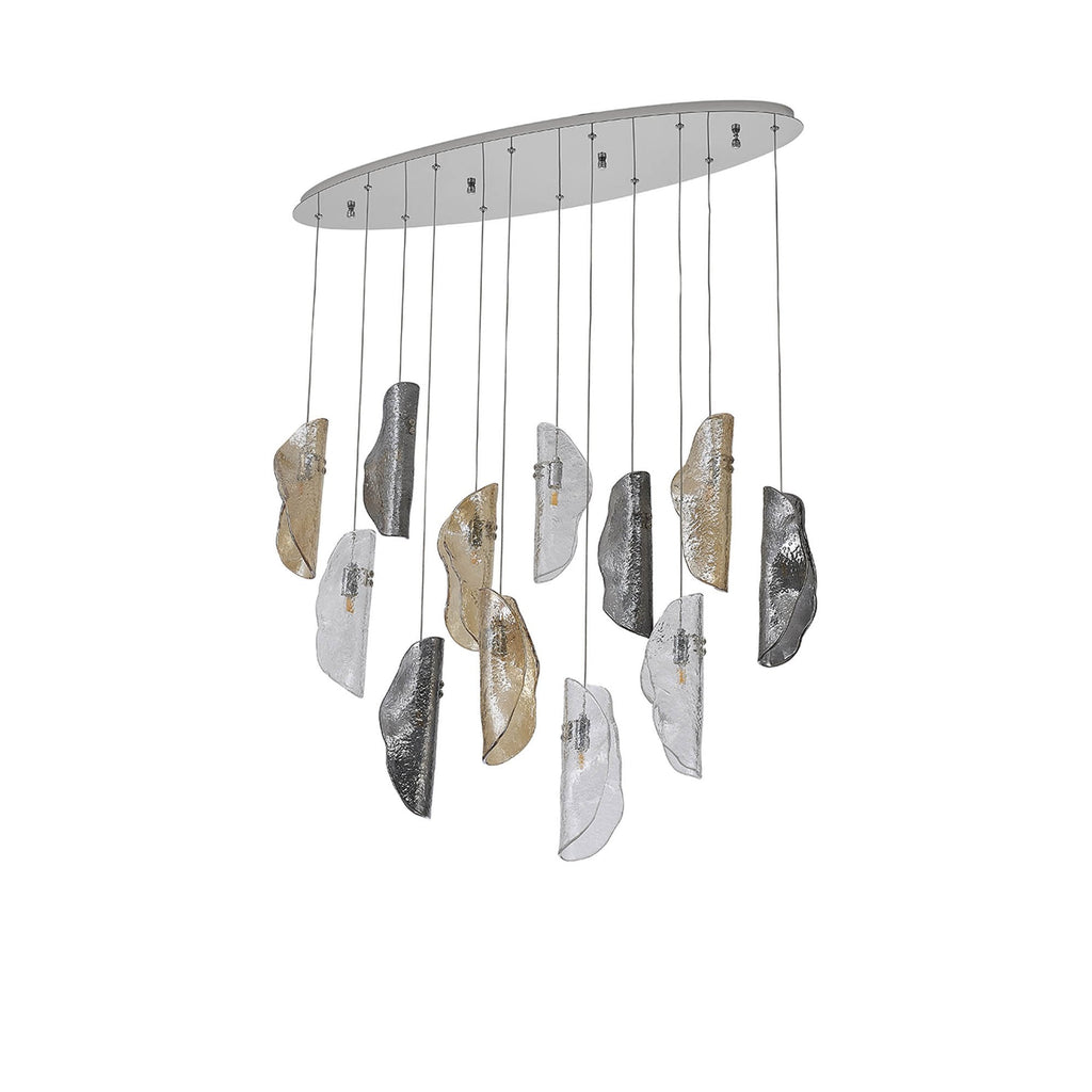 NL91409 Washington 12 Light Oval Pendant Polished Chrome Amber/Clear/Smoked