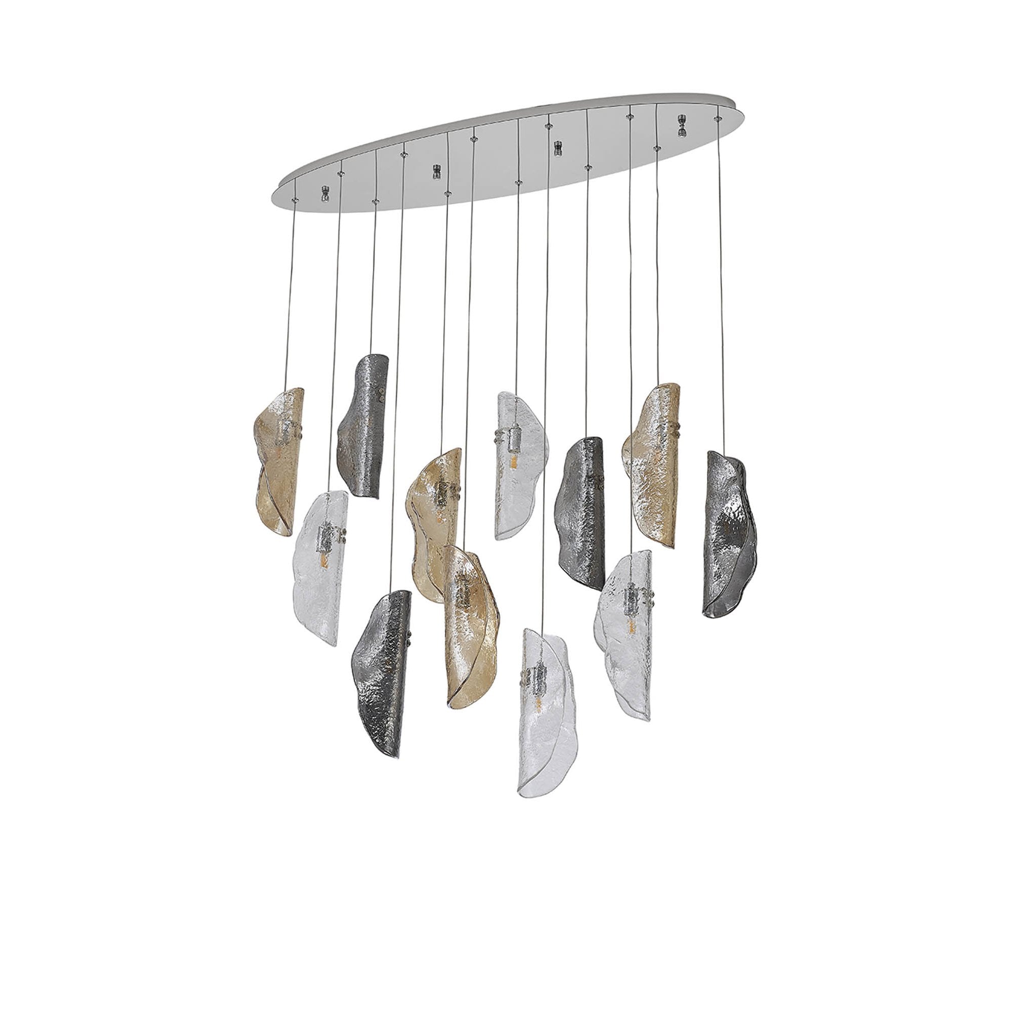 NL91409 Washington 12 Light Oval Pendant Polished Chrome Amber/Clear/Smoked