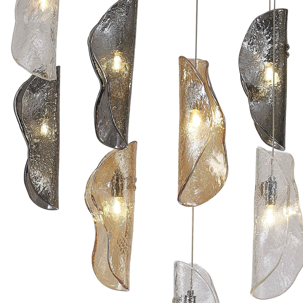 NL91409 Washington 12 Light Oval Pendant Polished Chrome Amber/Clear/Smoked