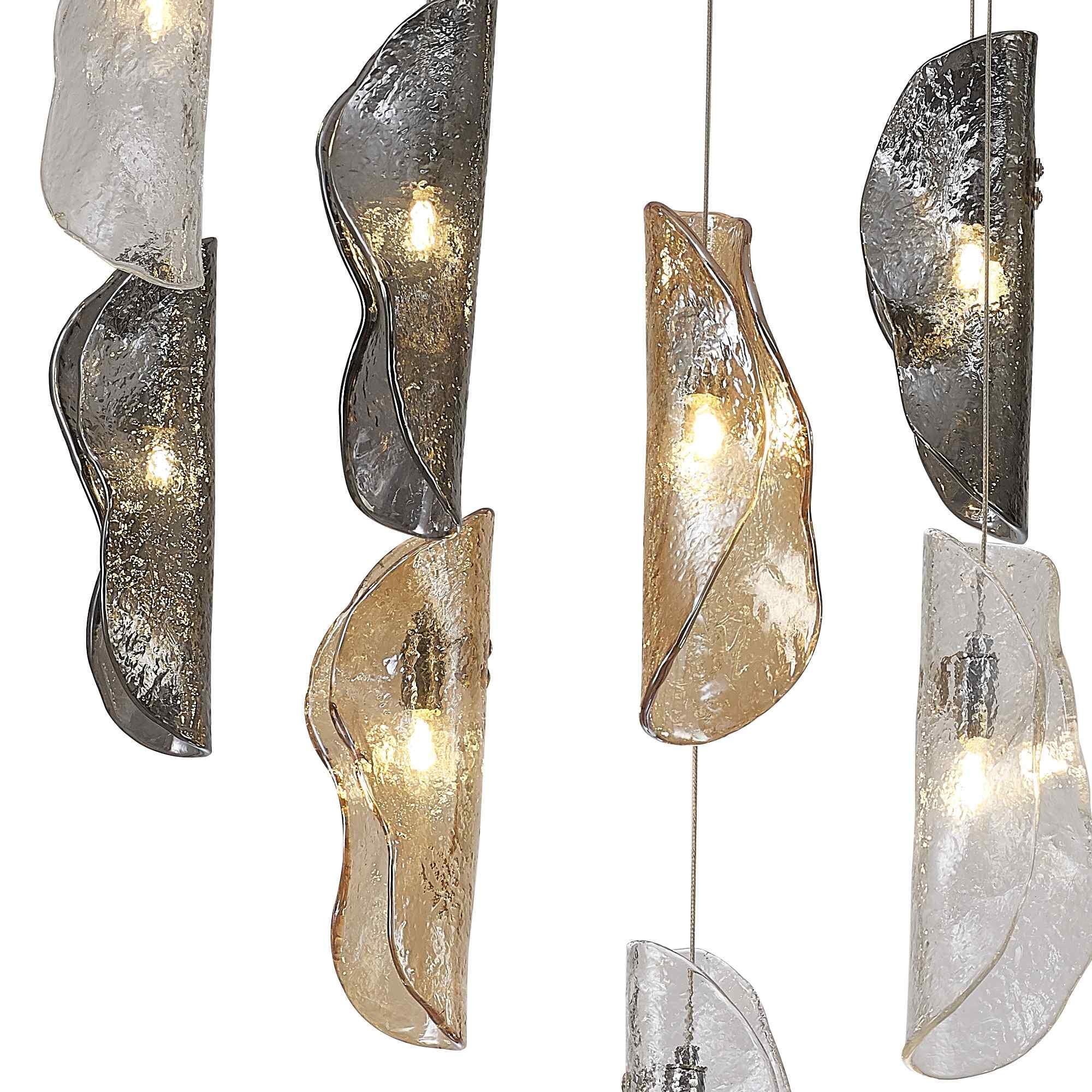 NL91409 Washington 12 Light Oval Pendant Polished Chrome Amber/Clear/Smoked