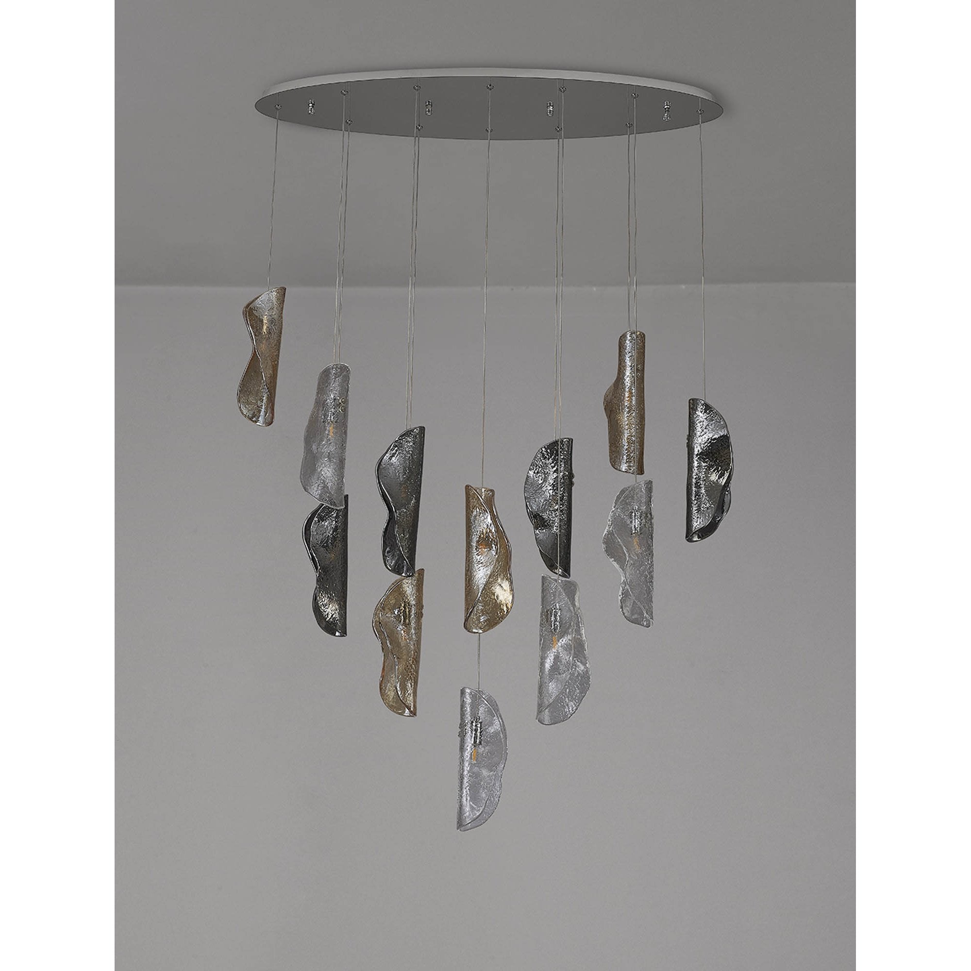 NL91409 Washington 12 Light Oval Pendant Polished Chrome Amber/Clear/Smoked
