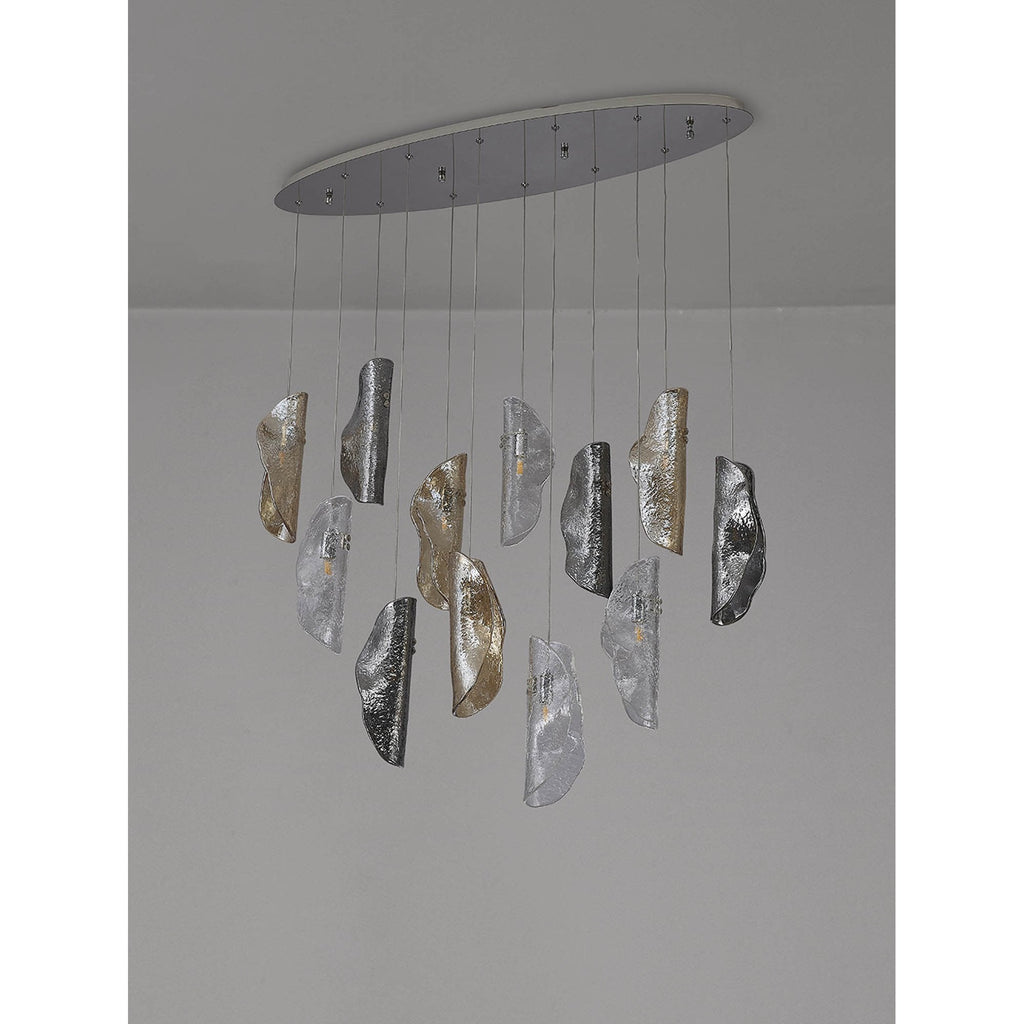NL91409 Washington 12 Light Oval Pendant Polished Chrome Amber/Clear/Smoked