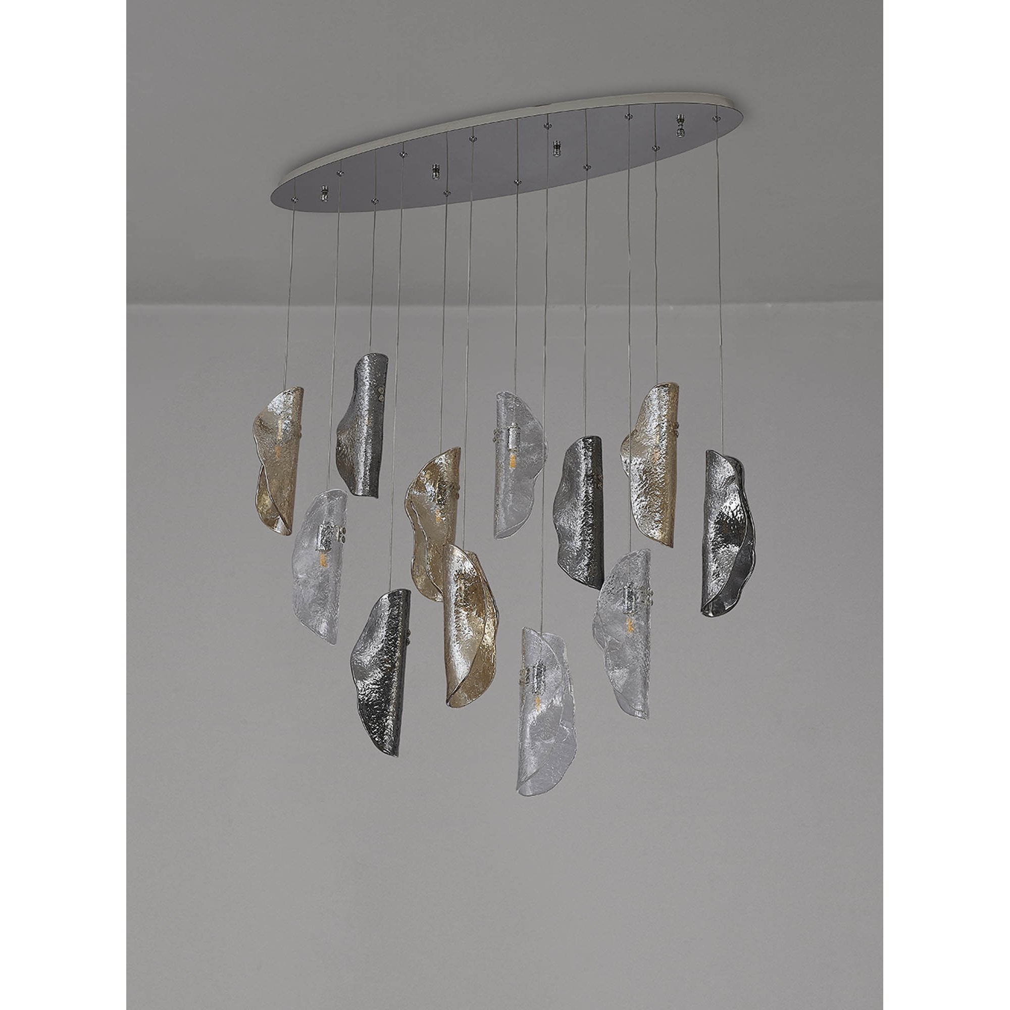 NL91409 Washington 12 Light Oval Pendant Polished Chrome Amber/Clear/Smoked