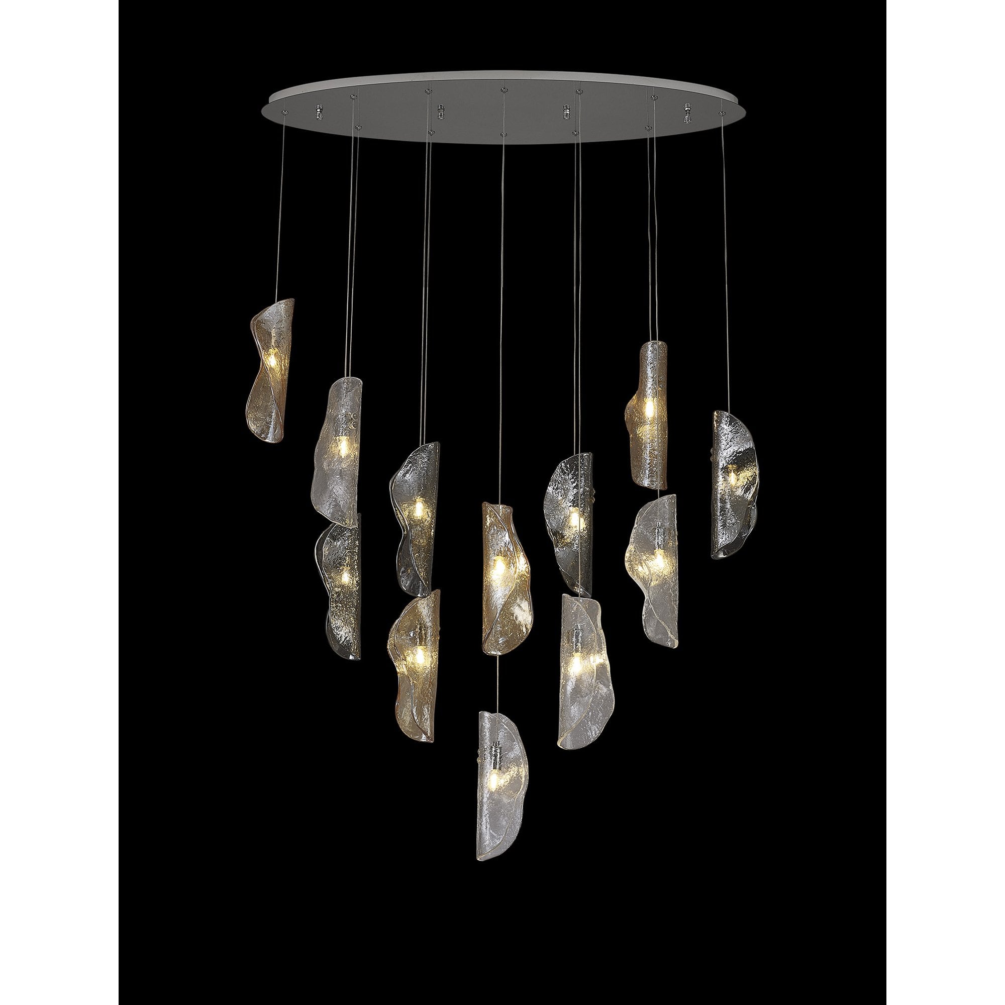 NL91409 Washington 12 Light Oval Pendant Polished Chrome Amber/Clear/Smoked