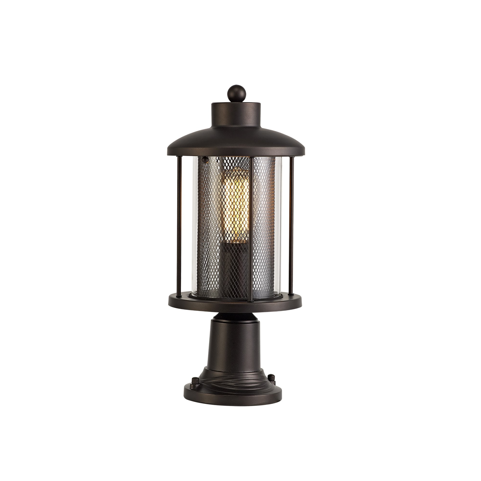 NL73179 Argon Outdoor Pedestal Lamp Antique Bronze/Clear Glass