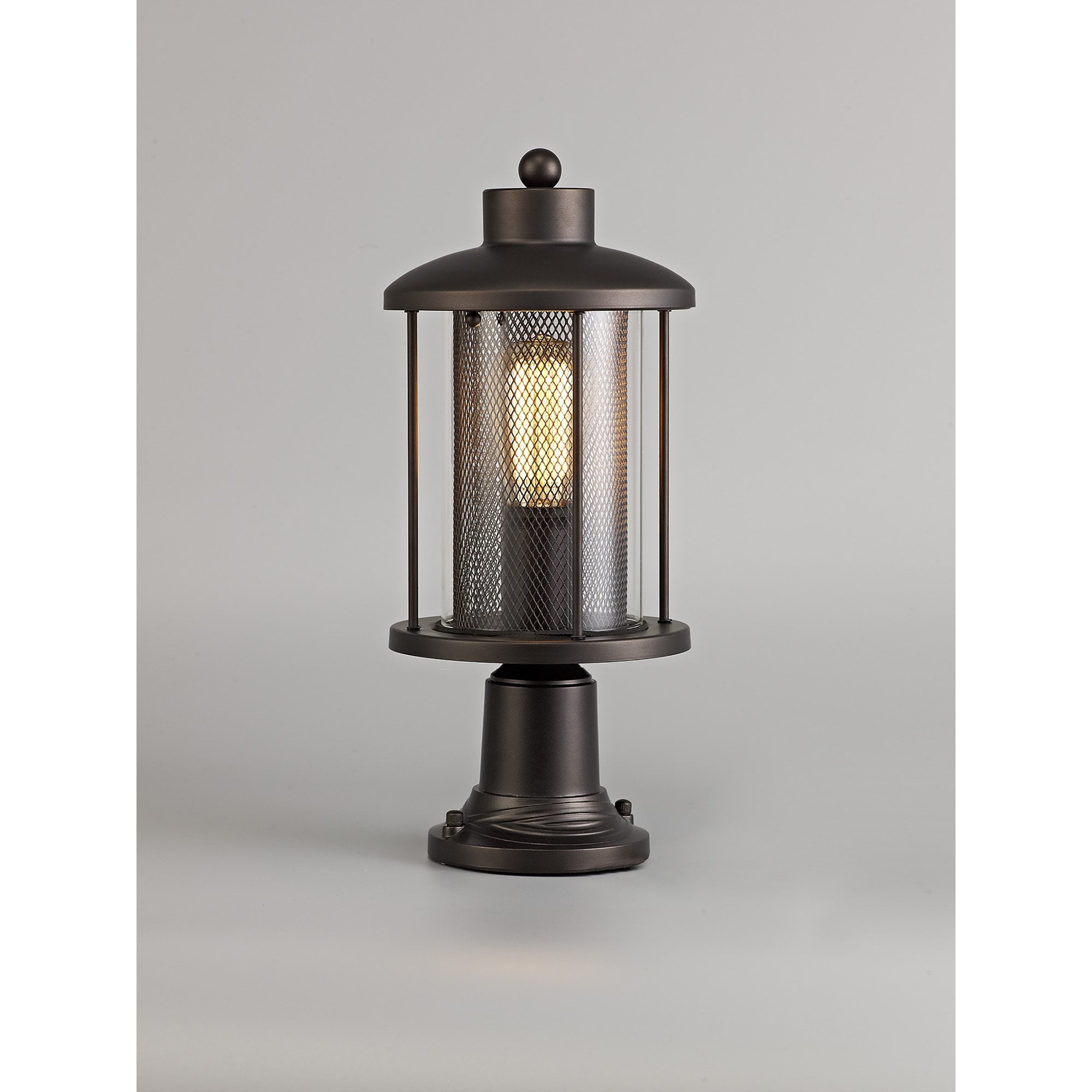 NL73179 Argon Outdoor Pedestal Lamp Antique Bronze/Clear Glass