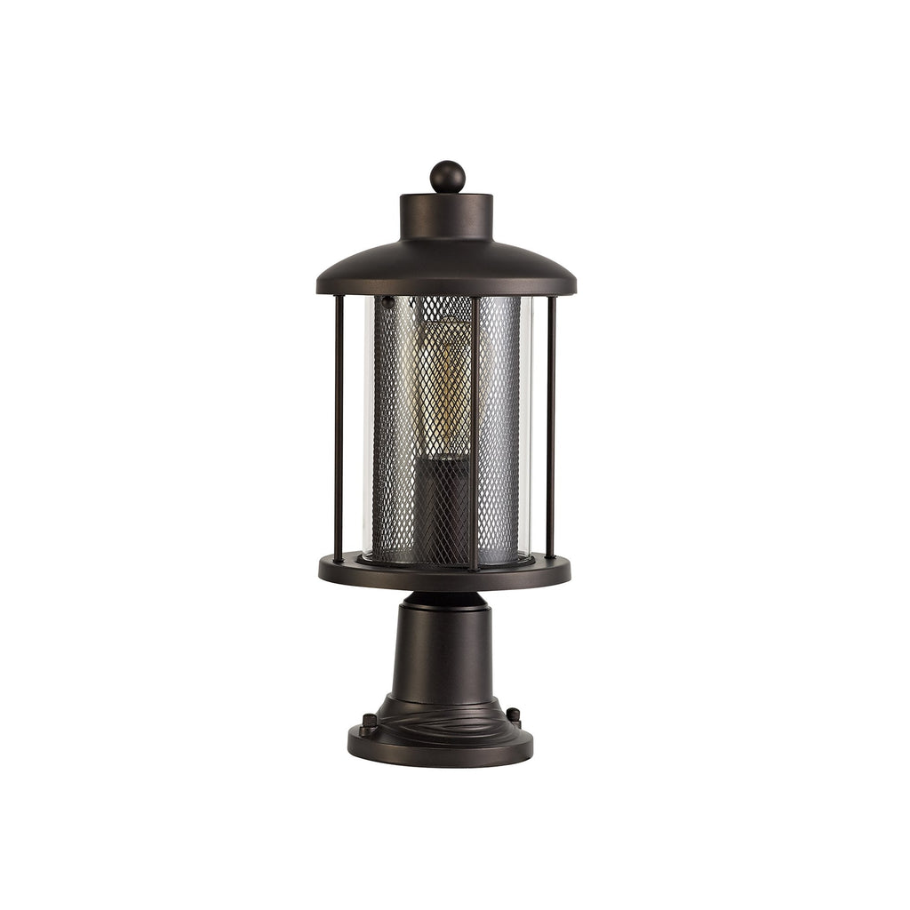NL73179 Argon Outdoor Pedestal Lamp Antique Bronze/Clear Glass