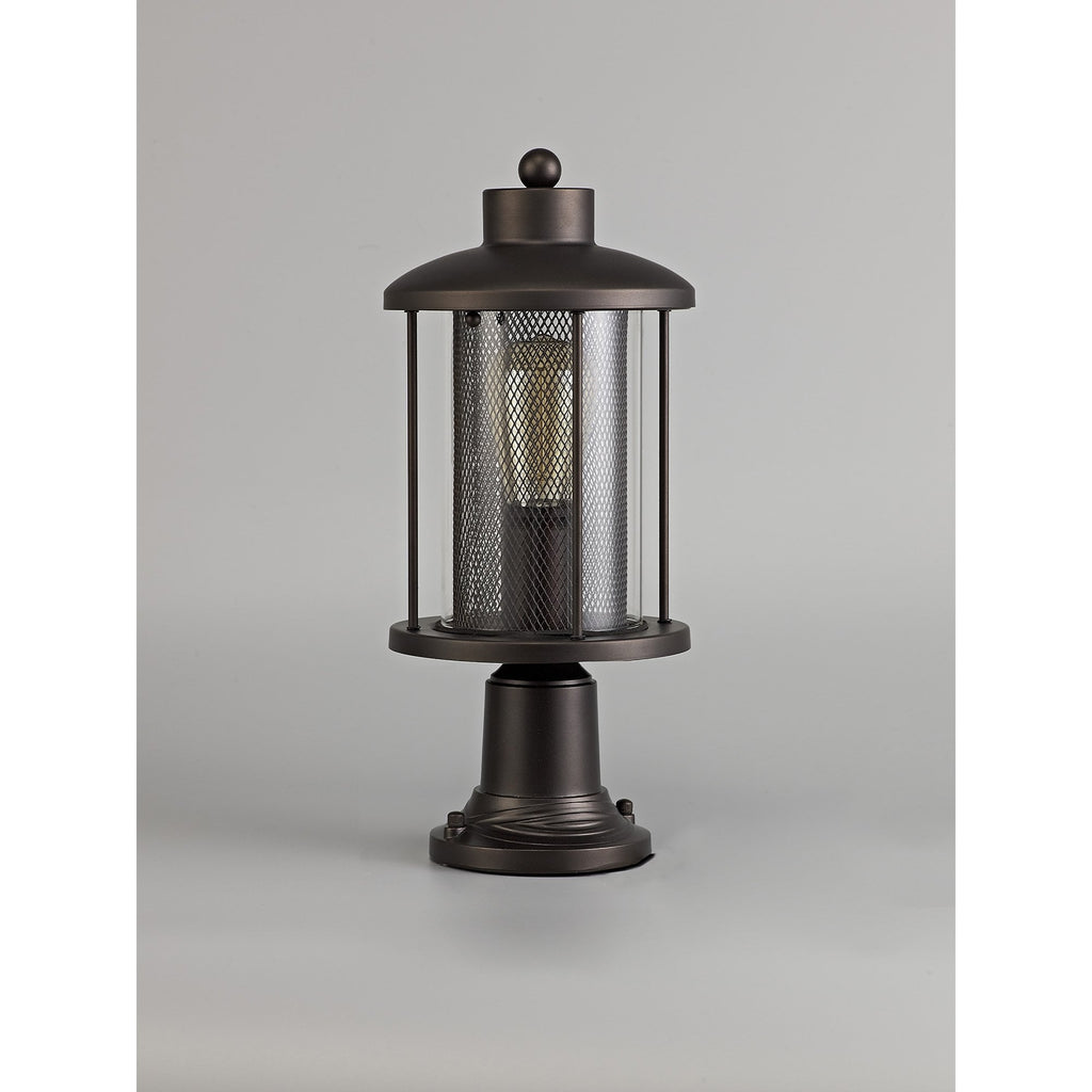 NL73179 Argon Outdoor Pedestal Lamp Antique Bronze/Clear Glass