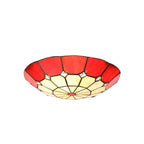 NL72359 Archie Tiffany Non-electric Up Lighter Shade Cream/Red/Clear Crystal Centre/Aged Antique Brass Trim