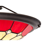 NL72359 Archie Tiffany Non-electric Up Lighter Shade Cream/Red/Clear Crystal Centre/Aged Antique Brass Trim
