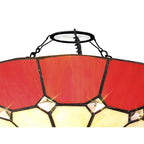 NL72359 Archie Tiffany Non-electric Up Lighter Shade Cream/Red/Clear Crystal Centre/Aged Antique Brass Trim