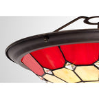 NL72359 Archie Tiffany Non-electric Up Lighter Shade Cream/Red/Clear Crystal Centre/Aged Antique Brass Trim