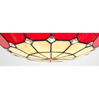 NL72359 Archie Tiffany Non-electric Up Lighter Shade Cream/Red/Clear Crystal Centre/Aged Antique Brass Trim