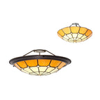 NL72369 Archie Tiffany Non-electric Up Lighter Shade Cream/Beige/Clear Crystal Centre/Aged Antique Brass Trim