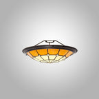 NL72369 Archie Tiffany Non-electric Up Lighter Shade Cream/Beige/Clear Crystal Centre/Aged Antique Brass Trim