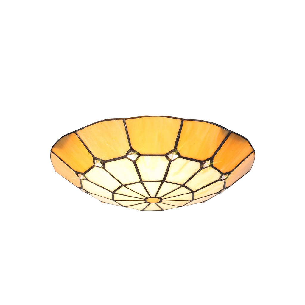 NL72369 Archie Tiffany Non-electric Up Lighter Shade Cream/Beige/Clear Crystal Centre/Aged Antique Brass Trim
