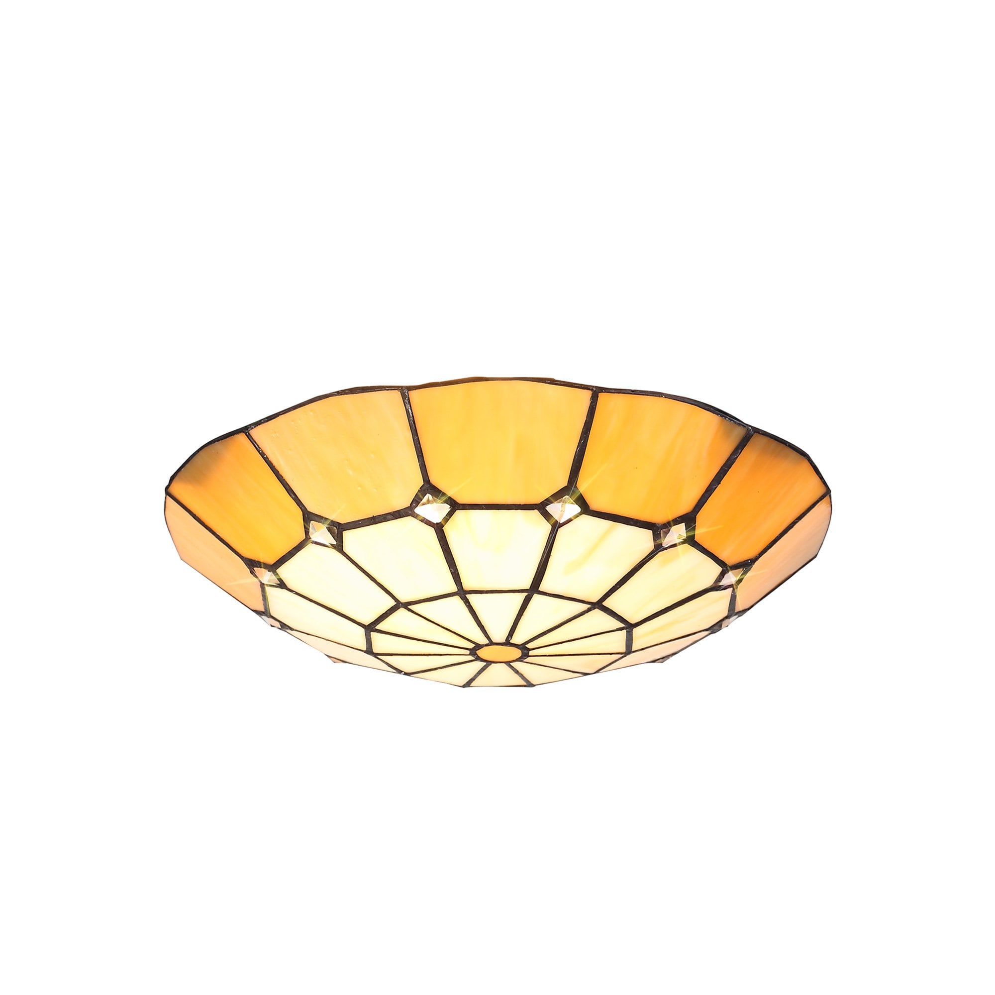 NL72369 Archie Tiffany Non-electric Up Lighter Shade Cream/Beige/Clear Crystal Centre/Aged Antique Brass Trim