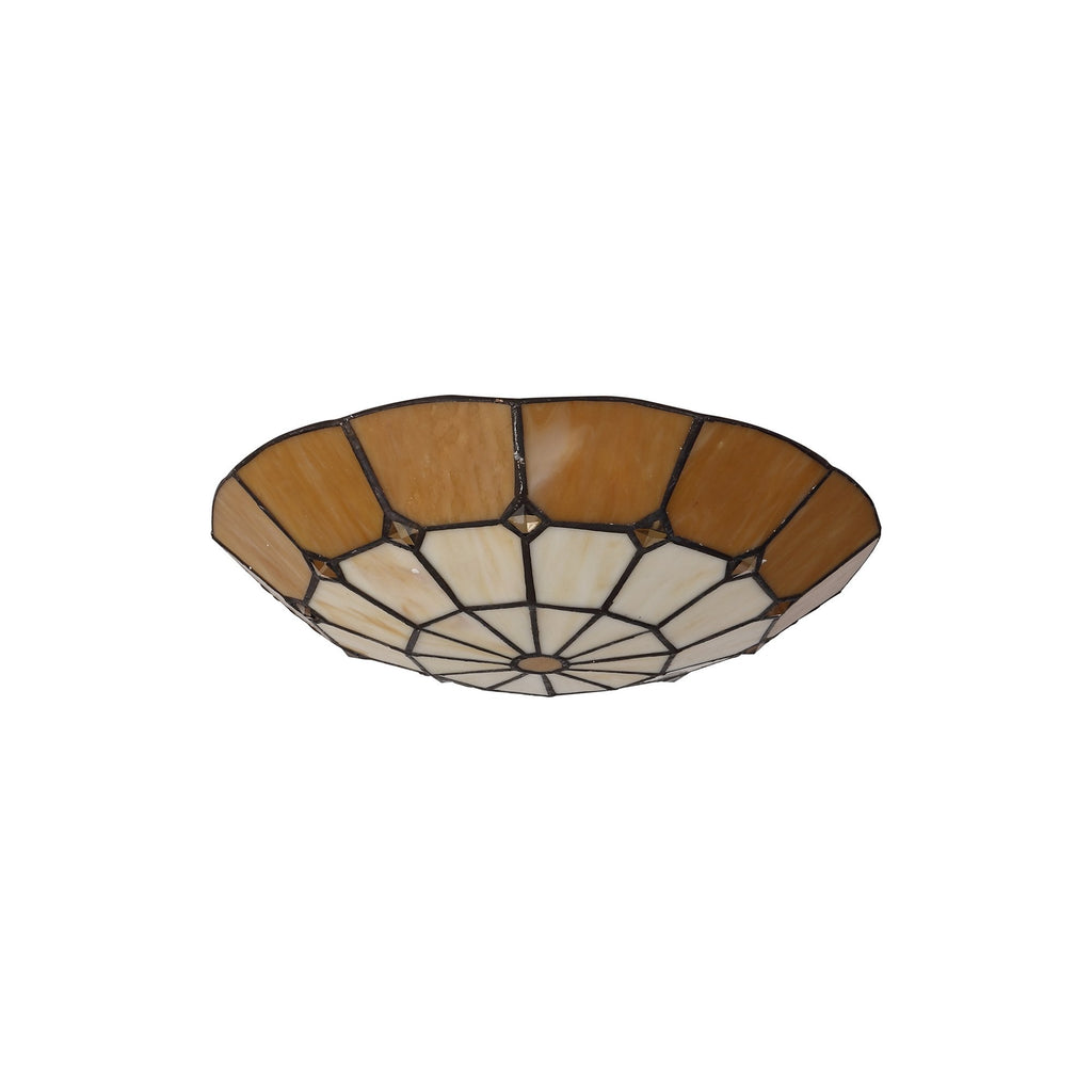 NL72369 Archie Tiffany Non-electric Up Lighter Shade Cream/Beige/Clear Crystal Centre/Aged Antique Brass Trim