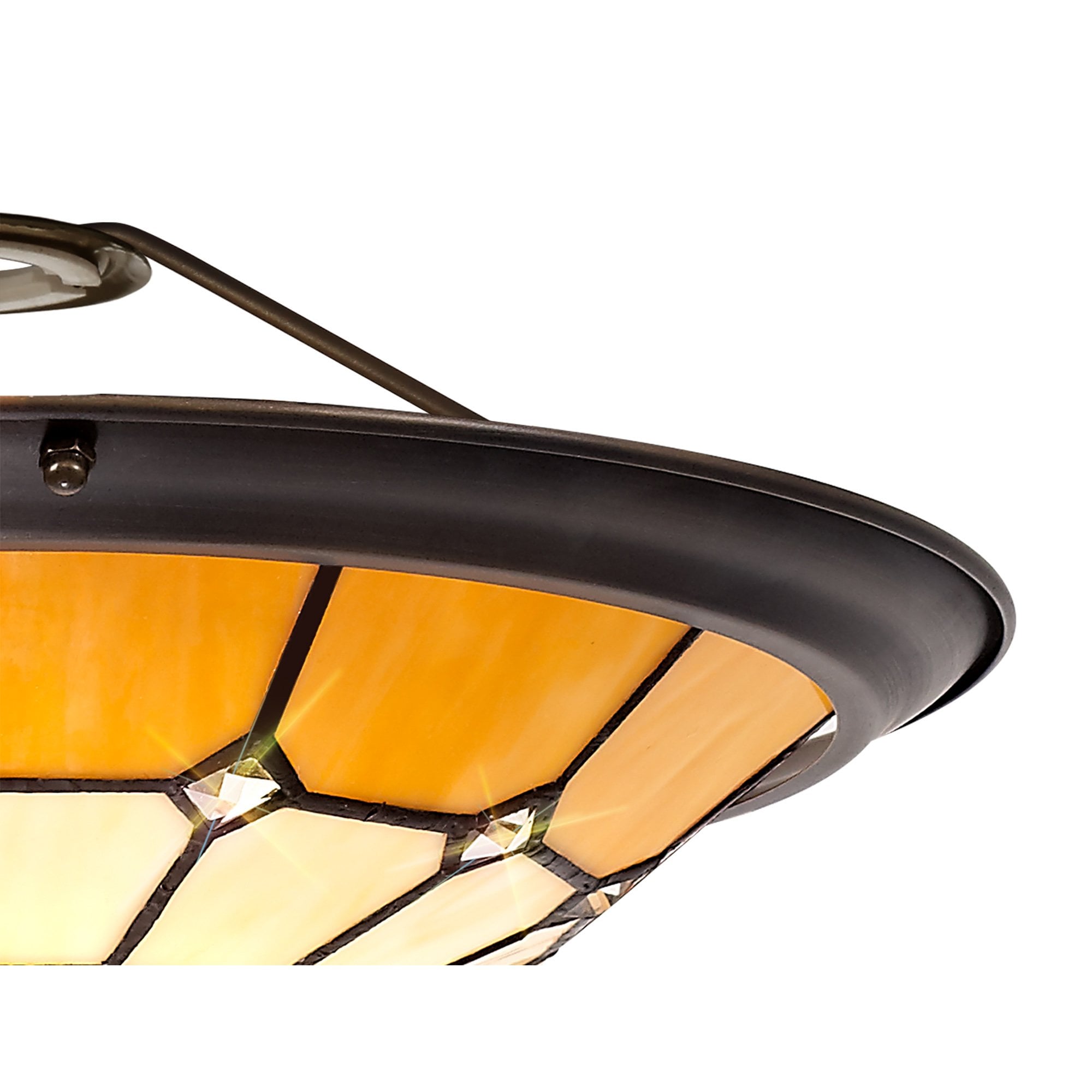 NL72369 Archie Tiffany Non-electric Up Lighter Shade Cream/Beige/Clear Crystal Centre/Aged Antique Brass Trim