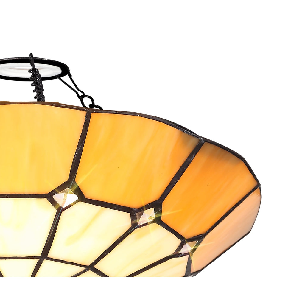 NL72369 Archie Tiffany Non-electric Up Lighter Shade Cream/Beige/Clear Crystal Centre/Aged Antique Brass Trim