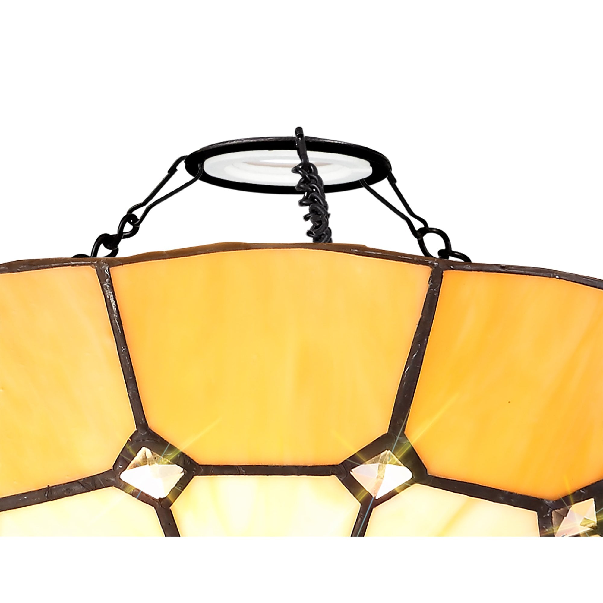 NL72369 Archie Tiffany Non-electric Up Lighter Shade Cream/Beige/Clear Crystal Centre/Aged Antique Brass Trim