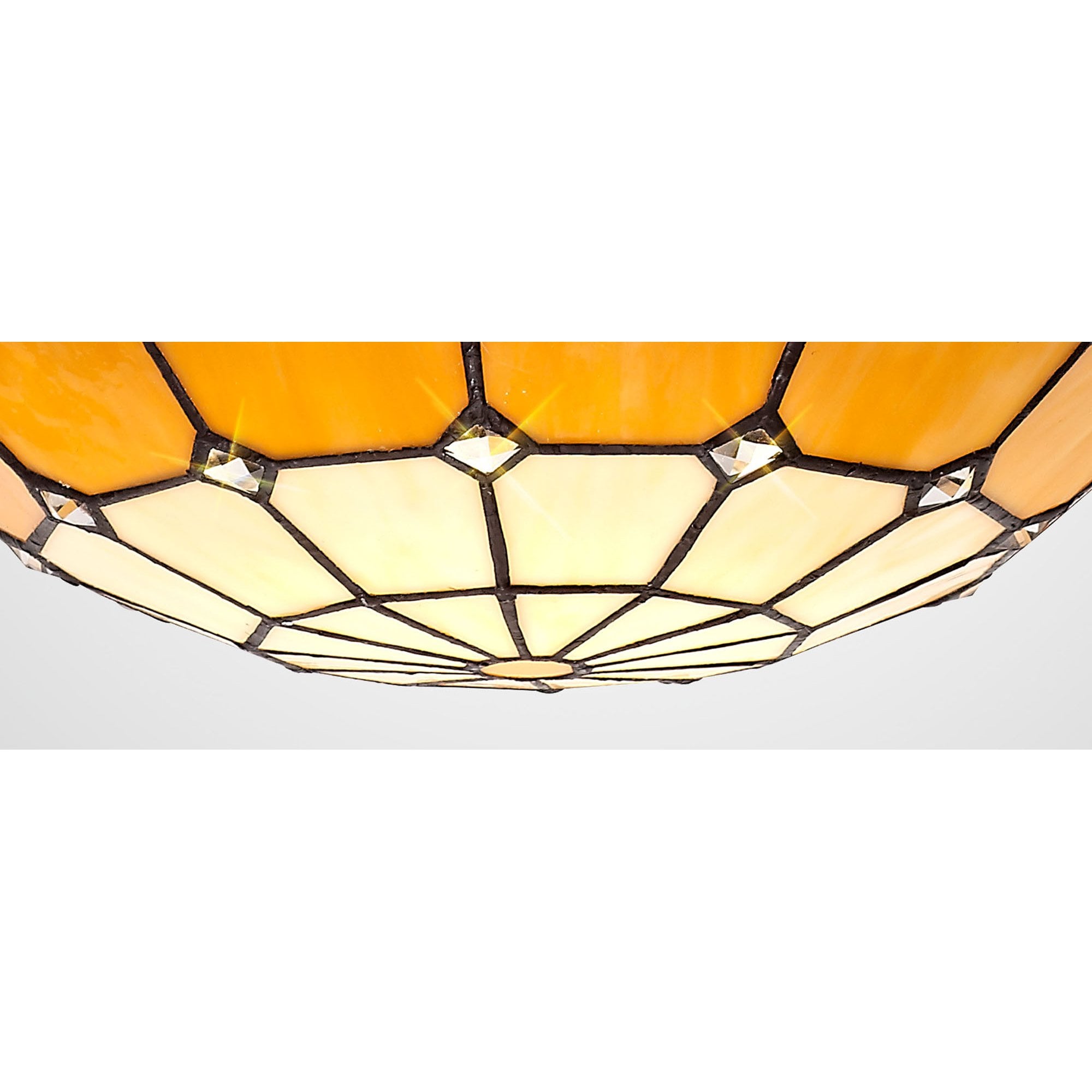 NL72369 Archie Tiffany Non-electric Up Lighter Shade Cream/Beige/Clear Crystal Centre/Aged Antique Brass Trim