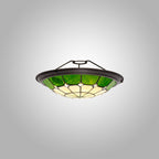 NL72379 Archie Tiffany Non-electric Up Lighter Shade Cream/Green/Clear Crystal Centre/Aged Antique Brass Trim